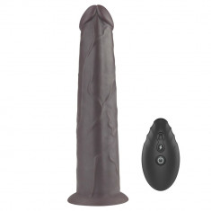 Vibrator Realistic Cu Rotatii Dual Layered Silicone Rotator, Brun, 20.5 cm