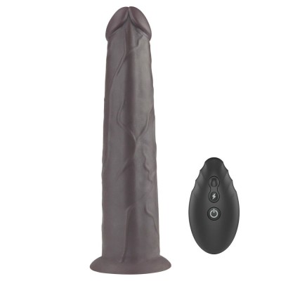 Vibrator Realistic Cu Rotatii Dual Layered Silicone Rotator, Brun, 20.5 cm foto