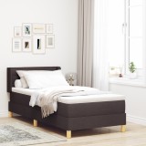 vidaXL Pat cu arcuri Maro &icirc;nchis și Alb 100 x 200 cm țesătură