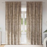 Set de perdele din catifea 2 piese cu ochiuri Champagne 225 x 140 cm