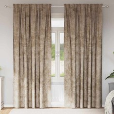 vidaXL Draperie cu perdele 2 pcs Șampanie 225 x 140 cm Catifea 4107710