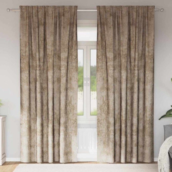 Draperie cu perdele 2 pcs Șampanie 260 x 140 cm Catifea