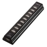 HUB extern LOGILINK, porturi USB: USB 2.0 x 10, conectare prin USB 2.0, alimentare retea 220 V, negru, &quot;UA0096&quot; (timbru verde 0.8 lei)