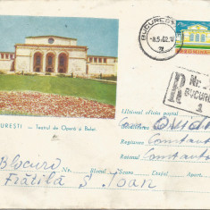 Romania, Bucuresti, Teatrul de Opera, plic recomandat, circulat intern, 1962