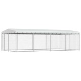 Cumpara ieftin Padoc pentru caini de exterior, cu acoperis, 7,6 x 3,8 x 2,3 m