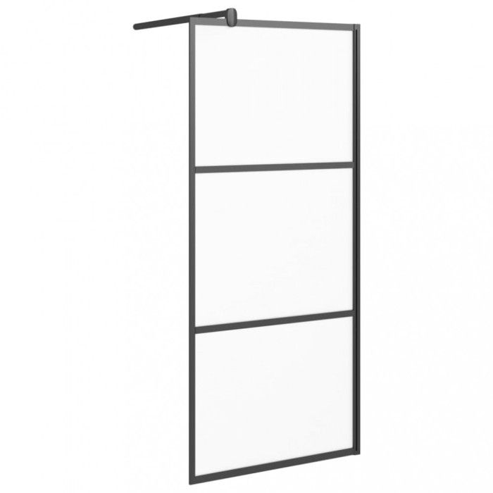 Perete cabina dus walk-in negru 80x195 cm sticla ESG semi-mata