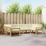 vidaXL Set de canapele de exterior cu pernă 6 pcs Alb și crem 3386939