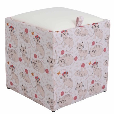 TABURET BOX - PRINT - CORP PISICI ROZ/CAPAC IMITATIE PIELE DIVERSE CULORI - Cognac 8070 foto