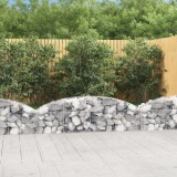 Cos Gabion Arcuit Gossi 200x30x40/60cm Fier Galvanizat, Decor Gradina, Bariera Fonica, Stabil, Durabil, Argintiu