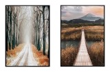 Cumpara ieftin Set 2 tablouri decorative olegrafie pe panza Peisaje 50 x 70 cm