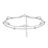 Cumpara ieftin Bratara din argint 925 pentru dama, JW1551, model dublu cu perle, placata cu rodiu, DELIS