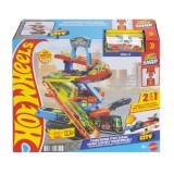 Set de joaca 2in1 cu masinuta, Hot Wheels, Transforming Stunt Garage, JHL94