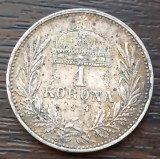 (A1001) MONEDA DIN ARGINT UNGARIA - 1 KORONA 1914 COROANA, FRANZ JOSEPH, PATINA SUPERBA, Europa