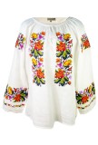 Bluza casual dama RFN 2, marime XL, alb/portocaliu caisa, Bumbac