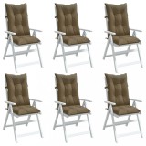 vidaXL Perne scaun cu spătar &icirc;nalt 6 buc. gri taupe 120x50x7 cm textil 4002372