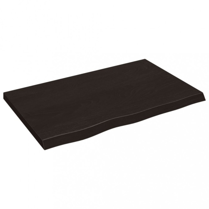 Blat de baie, maro inchis, 80x50x(2-4) cm, lemn masiv tratat