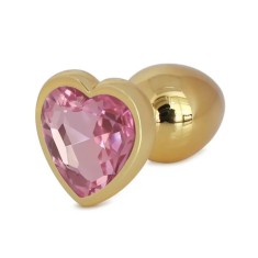 Dop Anal Hearty Buttplug, Medium, Auriu/Roz Deschis, Passion Labs