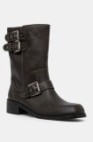 Answear Lab botine femei, culoarea maro, cu toc plat