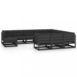 vidaXL Set mobilier grădină cu perne, 11 piese, lemn masiv de pin 3077088
