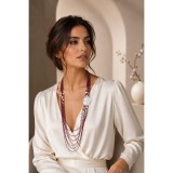 Cumpara ieftin Colier Lung Granat, Perle Cultură &amp; Camee Argint 925 Special Plus. Unicat, Handmade Italia - 106cm