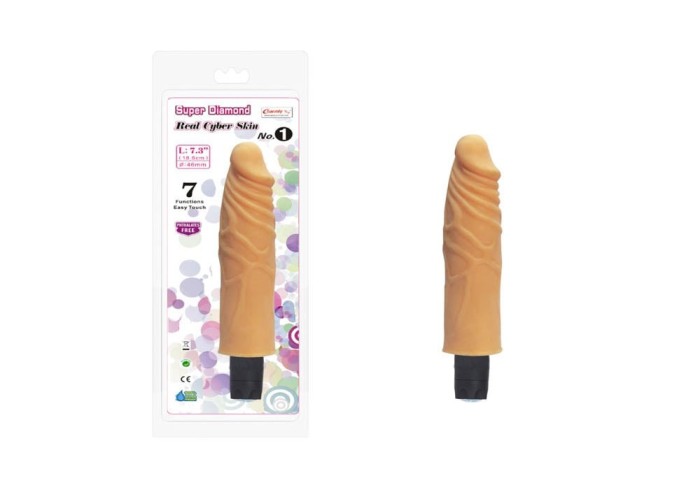 Vibrator Clasic Super Diamond Real Cyber Skin No. 1, Natural, 18.5 cm