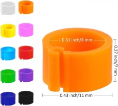 Set 200 Inele picior pasari, Plastic, 8 x 7 mm, Multicolor
