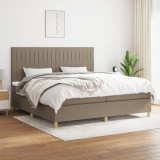 Cumpara ieftin Pat box spring cu saltea, gri taupe, 200x200 cm, textil