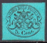 Italy Church State 1867 Coat of arms, 5C, Mi.14, MH AM.232, Nestampilat