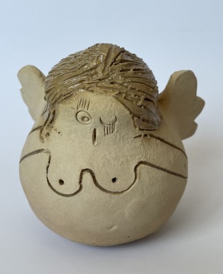 Figurina din ceramică glazurată, &amp;icirc;nger zburător gol, atelier suedez Linkoping foto