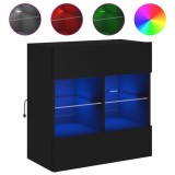 Cumpara ieftin Comoda TV de perete cu lumini LED, negru, 58,5x30x60,5 cm