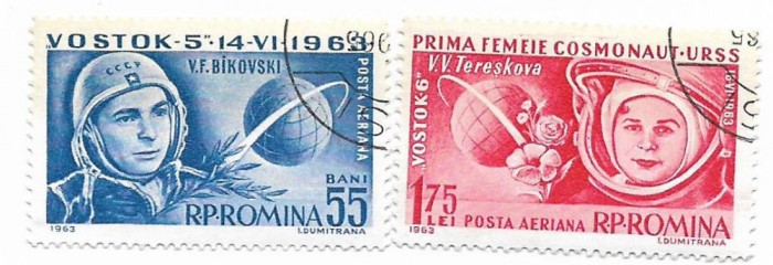 Romania (200) - Cosmonautica - Vostok 5 si 6, 1963 - serie obliterata