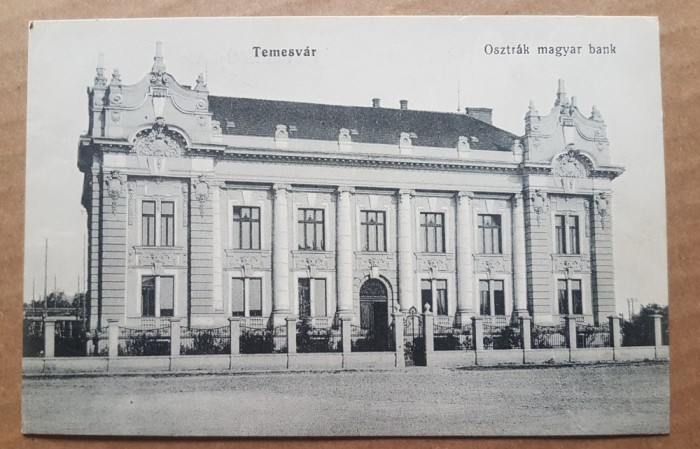 F704- Timisoara veche anii 1900- Posta Mare-Banca maghiara Carte postala 14/9 cm