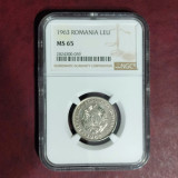 1 LEU 1963 MS 65 - GRADATA NGC,, Nichel