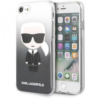 Husa Plastic - TPU Karl Lagerfeld Degrade pentru Apple iPhone 7 / Apple iPhone 8 / Apple iPhone SE (2020), Neagra KLHCI8TRDFKBK foto