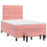 Cumpara ieftin Pat box spring cu saltea, negru, 120x190 cm, catifea