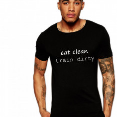 Tricou negru barbati - Eat Clean Train Dirty - S