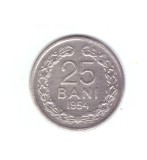 Moneda 25 bani 1954, stare buna, curata, zgariata pe revers