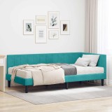vidaXL Cadru de pat colțar cu saltea Turcoaz 90 x 200 cm Catifea