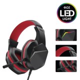 Casti de gaming cu LED, reglabile, negru cu rosu, CMCLASS