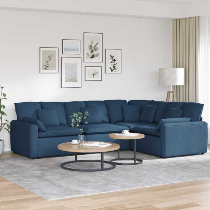 vidaXL Canapea modulară cu perne, albastru, textil