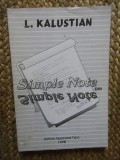 SIMPLE NOTE DIN &#039;&#039; SIMPLE NOTE &#039;&#039; de L. KALUSTIAN , 1998