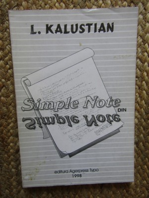 SIMPLE NOTE DIN &amp;#039;&amp;#039; SIMPLE NOTE &amp;#039;&amp;#039; de L. KALUSTIAN , 1998 foto