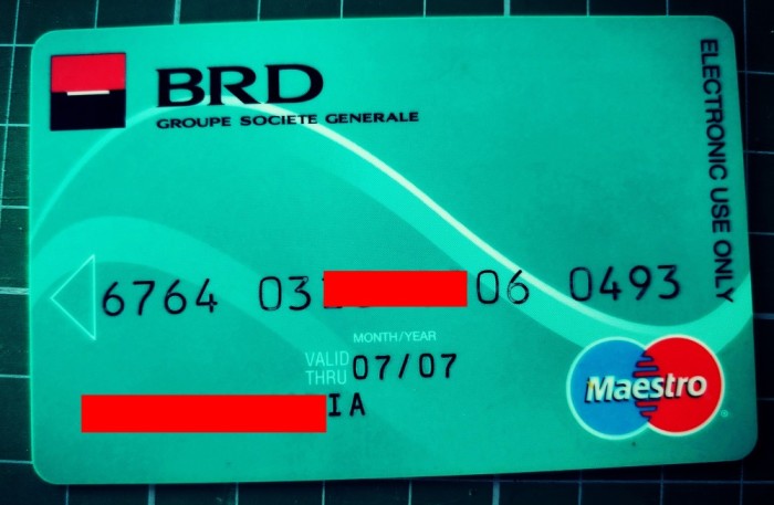 Card bancar BRD Groupe Societe Generale exp. 2007 Maestro