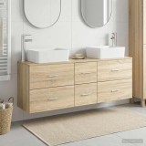 Cumpara ieftin Set dulap baie 3 buc. Stejar Sonoma 136 x 35 x 80 cm
