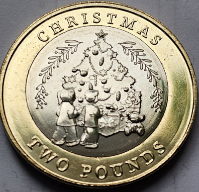 Monedă 2 pounds 2023 Gibraltar, Christmas, Charles III, unc foto