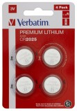BATERIE VERBATIM, butoni (CR2025), 3V litiu, 4 buc., &quot;49532&quot; (timbru verde 0.04 lei)