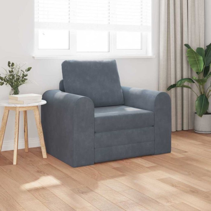 vidaXL Canapea pat 2 &icirc;n 1 gri &icirc;nchis 98x71x83 cm catifea