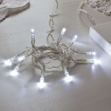 Instalatie de craciun cu baterii tip liniar, 2 jocuri de lumini, fir transparent 1 m 10 led -uri, alb rece, Flippy