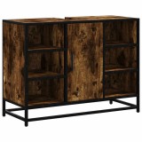 Dulap chiuveta de baie stejar fumuriu 80x33x60 cm lemn compozit