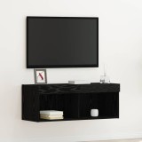 Cumpara ieftin Dulap TV de perete cu LED, stejar negru, 80x30x30 cm